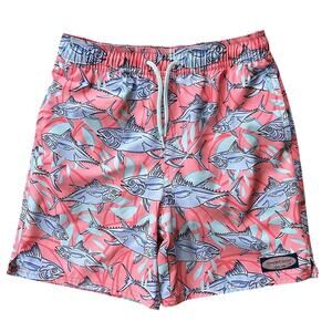 Vineyard Vines Pink & Blue Fish Swim Trunks Beach Shorts Boy's M 12-14